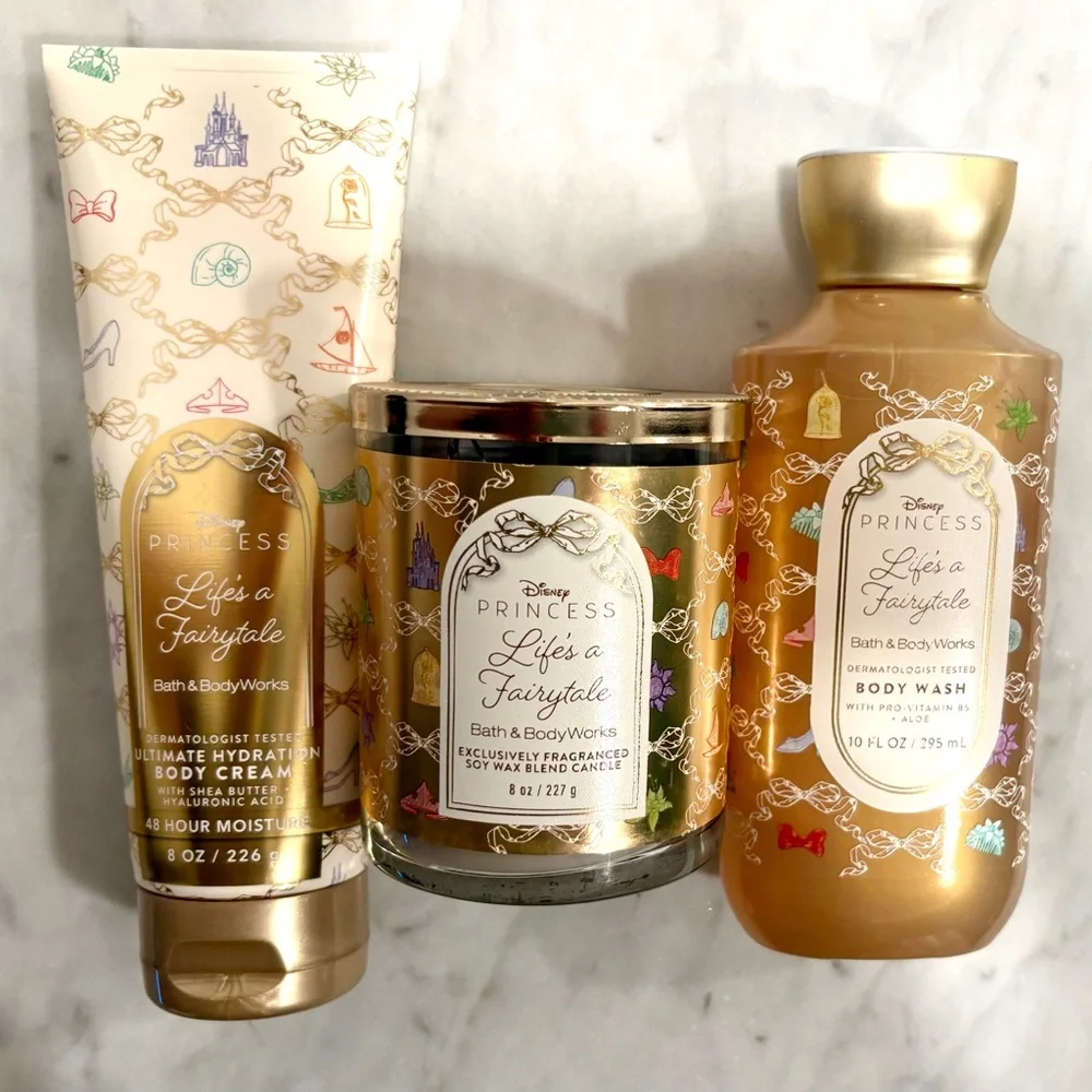 NWT, B&BW ‘Life is a Fairytale’ Disney Body Wash, Hydration Cream and Candle